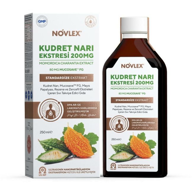 Novlex Kudret Narı (Momordica) Rezene Mayıs Papatyası Mucosave FG ve Zencefil Ekstraktı (Ekstresi) 250ml
