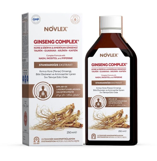 Novlex Ginseng Complex Kore (Panax)-Sibirya-Amerikan Ginsengi, NADH, Taurin, Arjinin, Guarana 250ml