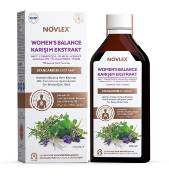 Novlex Women’s Balance Hayıt, Civanperçemi, Gilaburu, At Kuyruğu (Kırkkilit), Karayılan Otu, Testere Dişli Aslan Pençesi ve Piperin Ekstraktı (Ekstresi) 250 ml