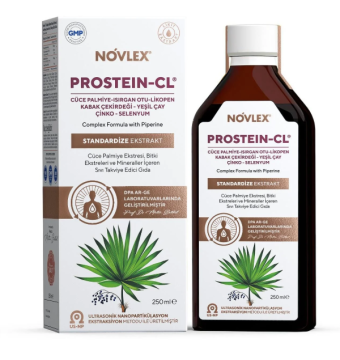 Novlex Prostein-CL Cüce Palmiye (Saw Palmetto), Yeşil Çay (Green Tea), Isırgan, Bal Kabağı, Çinko, Likopen, Piperin ve Selenyum Ekstraktı (Ekstresi) 250 ml