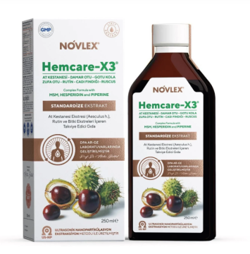 Novlex Hemcare-X3, At Kestanesi ve Bitki Ekstreleri içeren Sıvı Takviye Edici Gıda 250ml